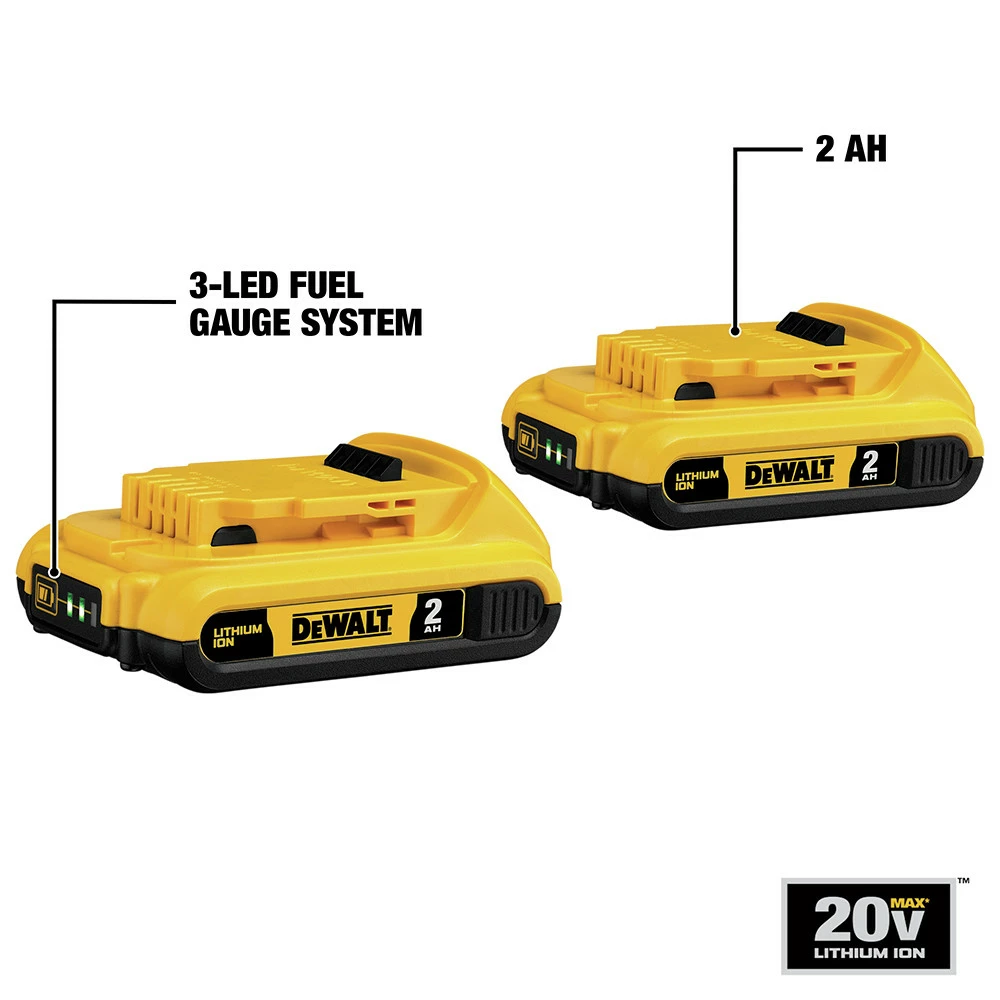 Dewalt DCB203-2 (2) 20V MAX 2 Ah Lithium-Ion Compact Batteries 5 Dewalt DCB203-2 (2) 20V MAX 2 Ah Lithium-Ion Compact Batteries - Image 5