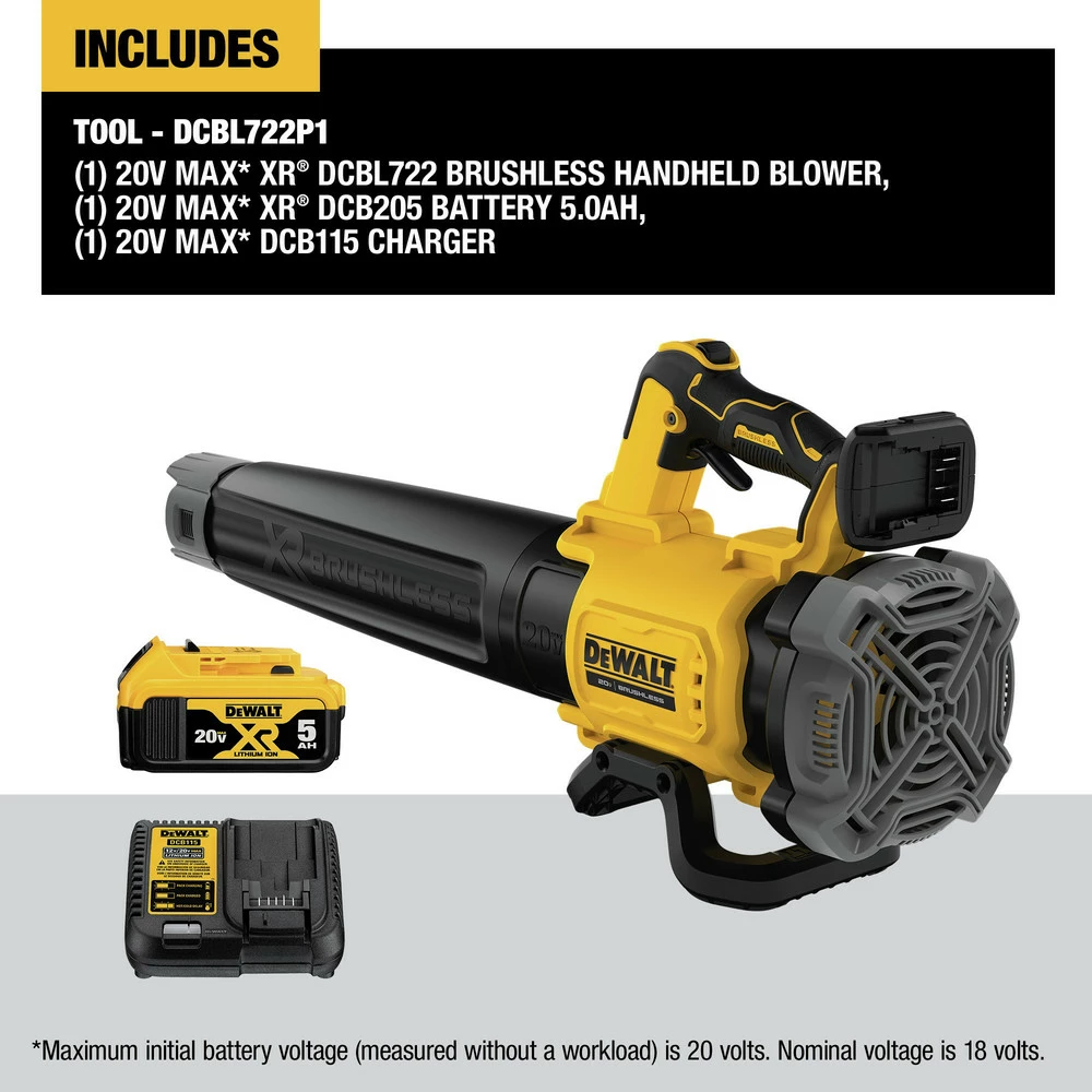 Dewalt DCBL722P1 20V MAX XR Lithium-Ion Brushless Handheld Cordless Blower Kit (5 Ah) 2 Dewalt DCBL722P1 20V MAX XR Lithium-Ion Brushless Handheld Cordless Blower Kit (5 Ah) - Image 2