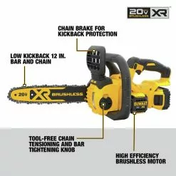 Dewalt DCCS620P1 20V MAX XR 5.0 Ah Brushless Lithium-Ion 12 In. Compact Chainsaw Kit 24 Dewalt DCCS620P1 20V MAX XR 5.0 Ah Brushless Lithium-Ion 12 In. Compact Chainsaw Kit -Dewalt Shop dewndccs620p1 k
