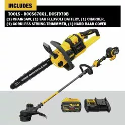 Dewalt DCCS670X1-DCST970B 60V MAX FLEXVOLT Brushless Lithium-Ion 16 In. Cordless Chainsaw And String Trimmer Bundle (3 Ah) -Dewalt Shop dewndccs670x1 dcst970b bndl a