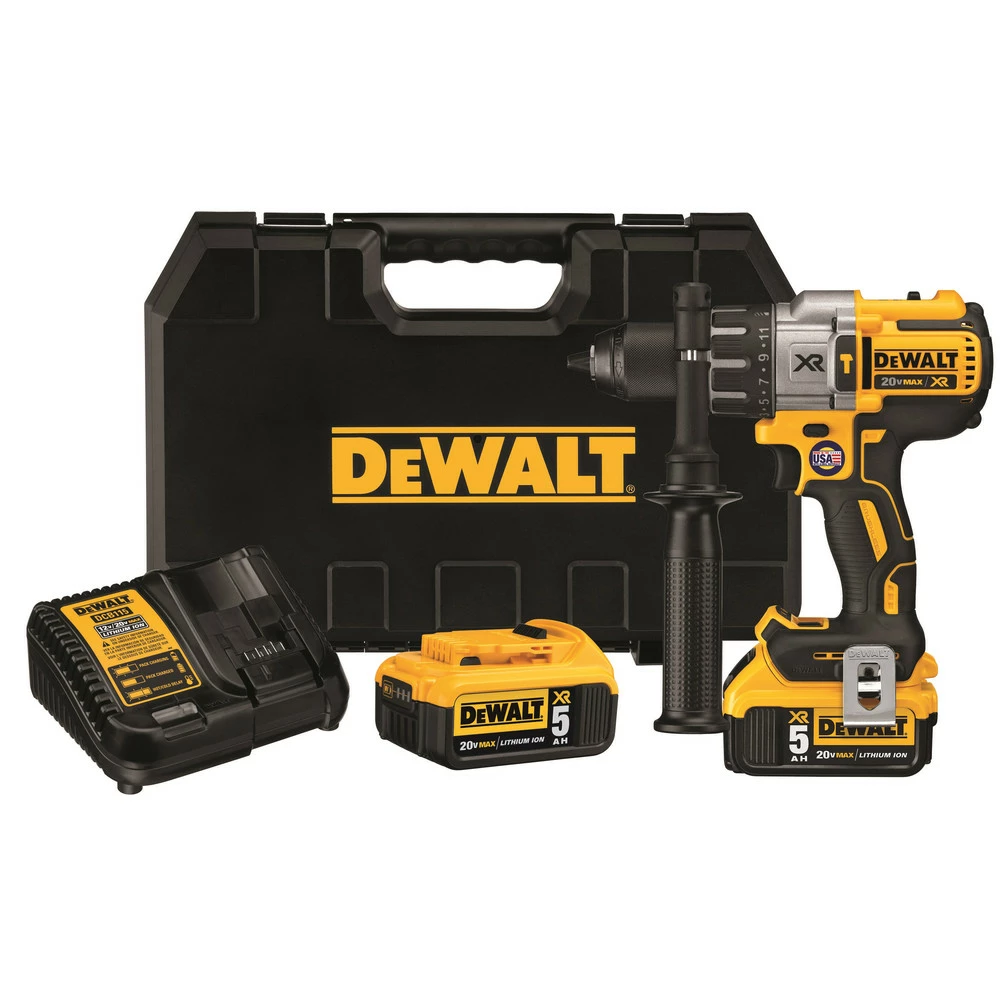 Dewalt DCD996P2 20V MAX XR Brushless Lithium-Ion 1/2 In. Cordless 3-Speed Hammer Drill Driver Kit With 2 Batteries (5 Ah) 1 Dewalt DCD996P2 20V MAX XR Brushless Lithium-Ion 1/2 In. Cordless 3-Speed Hammer Drill Driver Kit With 2 Batteries (5 Ah)