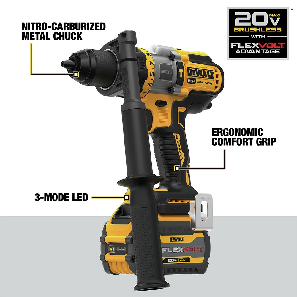 Dewalt DCD999T1 20V MAX Brushless Lithium-Ion 1/2 In. Cordless Hammer Drill Driver Kit With FLEXVOLT ADVANTAGE (6 Ah) 8 Dewalt DCD999T1 20V MAX Brushless Lithium-Ion 1/2 In. Cordless Hammer Drill Driver Kit With FLEXVOLT ADVANTAGE (6 Ah) - Image 8