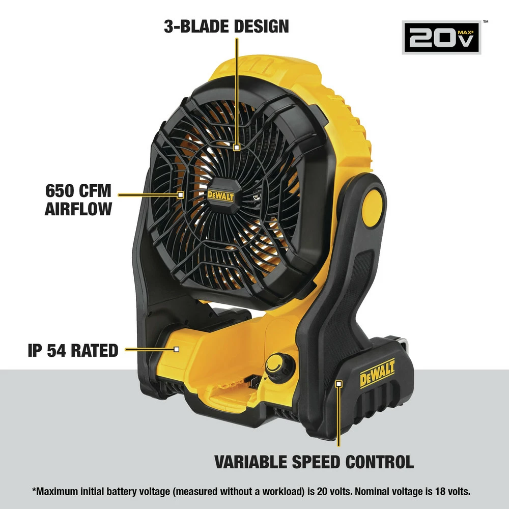 Dewalt DCE512B 20V MAX Lithium-Ion 11 In. Cordless Jobsite Fan (Tool Only) 2 Dewalt DCE512B 20V MAX Lithium-Ion 11 In. Cordless Jobsite Fan (Tool Only) - Image 2
