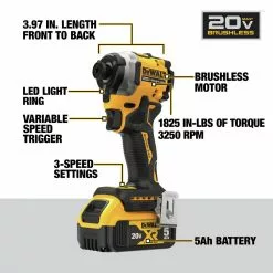 Dewalt DCF850P2 ATOMIC 20V MAX Brushless Lithium-Ion 1/4 In. Cordless 3-Speed Impact Driver Kit With 2 Batteries (5 Ah) -Dewalt Shop dewndcf850p2 k