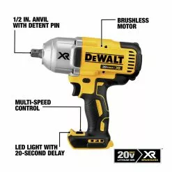 Dewalt DCF899M1 20V MAX XR Brushless Lithium-Ion 1/2 In. Cordless High Torque Impact Wrench With Detent Pin Anvil Kit (4 Ah) -Dewalt Shop dewndcf899m1 c