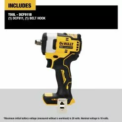 Dewalt DCF911B 20V MAX Brushless Lithium-Ion 1/2 In. Cordless Impact Wrench With Hog Ring Anvil (Tool Only) 12 Dewalt DCF911B 20V MAX Brushless Lithium-Ion 1/2 In. Cordless Impact Wrench With Hog Ring Anvil (Tool Only) -Dewalt Shop dewndcf911b f