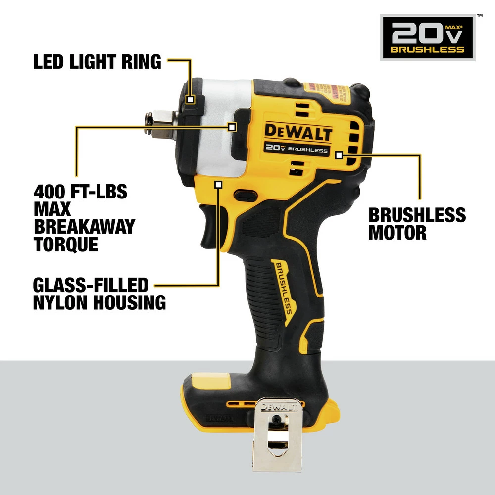 Dewalt DCF911B 20V MAX Brushless Lithium-Ion 1/2 In. Cordless Impact Wrench With Hog Ring Anvil (Tool Only) 4 Dewalt DCF911B 20V MAX Brushless Lithium-Ion 1/2 In. Cordless Impact Wrench With Hog Ring Anvil (Tool Only) - Image 4