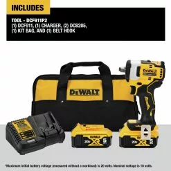 Dewalt DCF911P2 20V MAX Brushless Lithium-Ion 1/2 In. Cordless Impact Wrench With Hog Ring Anvil Kit With 2 Batteries (5 Ah) -Dewalt Shop dewndcf911p2 g