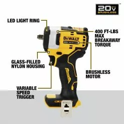 Dewalt DCF913B 20V MAX Brushless Lithium-Ion 3/8 In. Cordless Impact Wrench With Hog Ring Anvil (Tool Only) -Dewalt Shop dewndcf913b g