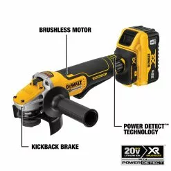 Dewalt DCG415W1 20V MAX XR POWER DETECT Brushless Lithium-Ion 4-1/2 In. - 5 In. Small Angle Grinder Kit (8 Ah) -Dewalt Shop dewndcg415w120 l
