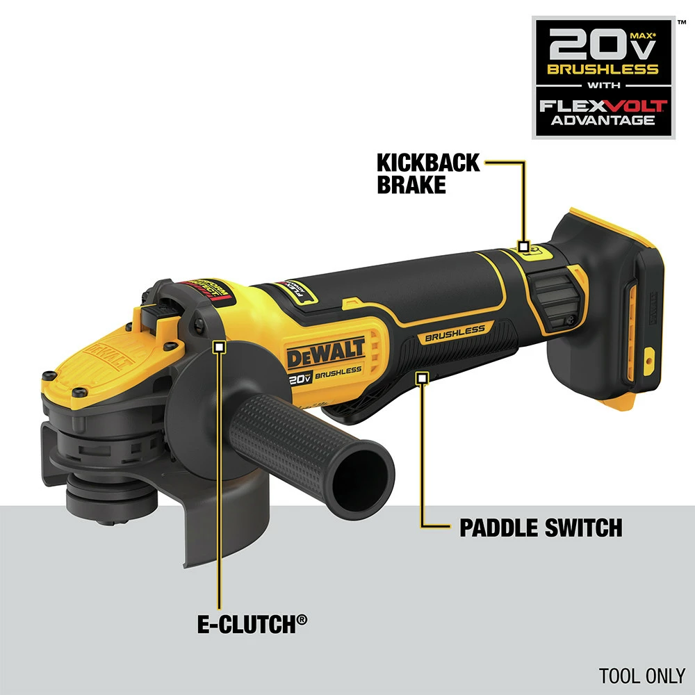Dewalt DCG416B 20V MAX Brushless Lithium-Ion 4-1/2 In. - 5 In. Cordless Paddle Switch Angle Grinder With FLEXVOLT ADVANTAGE (Tool Only) 7 Dewalt DCG416B 20V MAX Brushless Lithium-Ion 4-1/2 In. - 5 In. Cordless Paddle Switch Angle Grinder With FLEXVOLT ADVANTAGE (Tool Only) - Image 7