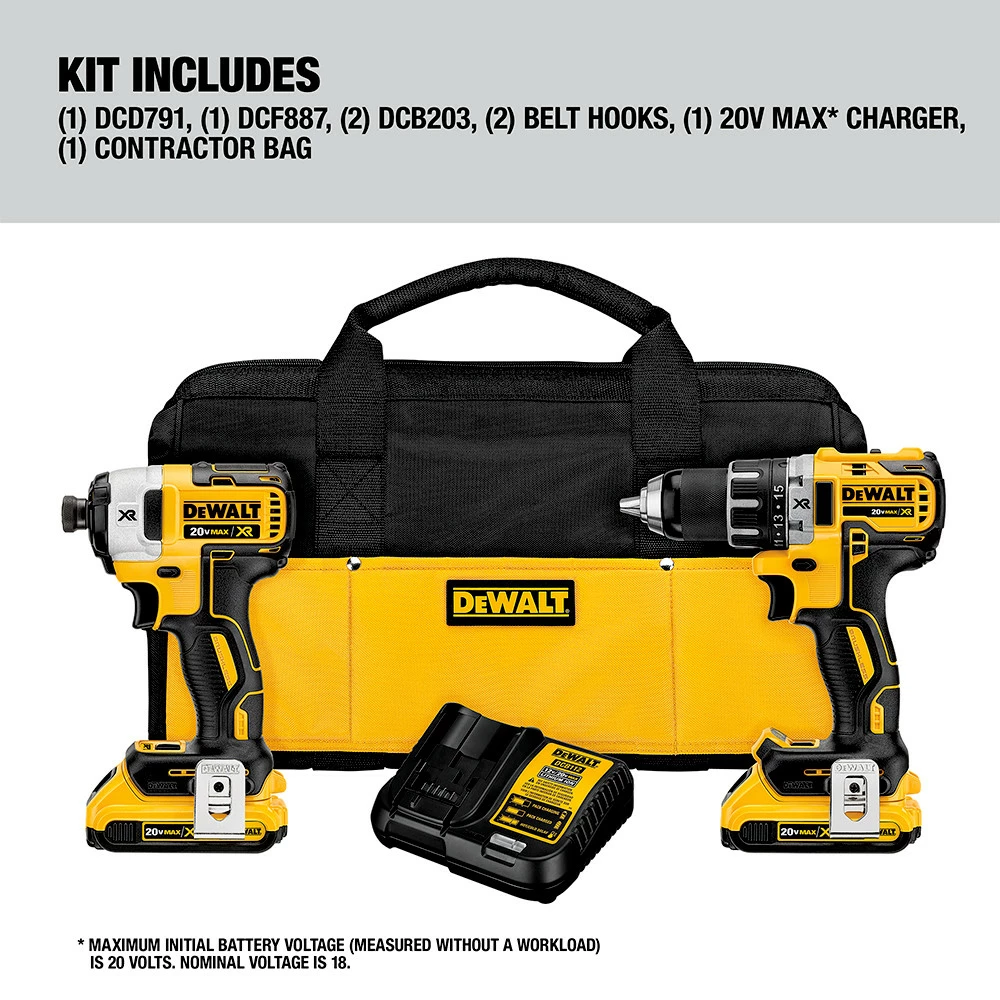 Dewalt DCK283D2 2-Tool Combo Kit - 20V MAX XR Brushless Cordless Compact Drill Driver & Impact Driver Kit With 2 Batteries (2 Ah) 2 Dewalt DCK283D2 2-Tool Combo Kit - 20V MAX XR Brushless Cordless Compact Drill Driver & Impact Driver Kit With 2 Batteries (2 Ah) - Image 2