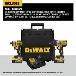 Dewalt DCK299P2 2-Tool Combo Kit - 20V MAX XR Brushless Cordless Hammer Drill & Impact Driver Kit With 2 Batteries (5 Ah) -Dewalt Shop dewndck299p2 m