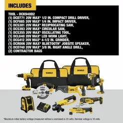 Dewalt DCK940D2 9-Tool Combo Kit - 20V MAX Cordless With 2 Batteries (2 Ah) -Dewalt Shop dewndck940d2 f