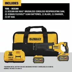 Dewalt DCS389X2 FLEXVOLT 60V MAX Brushless Lithium-Ion 1-1/8 In. Cordless Reciprocating Saw Kit With (2) 9 Ah Batteries -Dewalt Shop dewndcs389x2 a