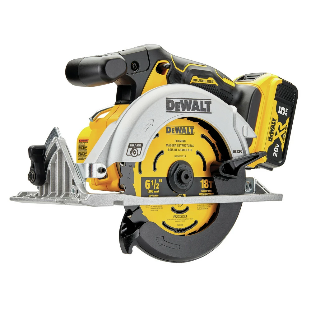 Dewalt DCS565P1 20V MAX Brushless Lithium-Ion 6-1/2 In. Cordless Circular Saw Kit (5 Ah) 2 Dewalt DCS565P1 20V MAX Brushless Lithium-Ion 6-1/2 In. Cordless Circular Saw Kit (5 Ah) - Image 2