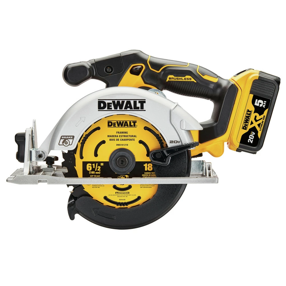 Dewalt DCS565P1 20V MAX Brushless Lithium-Ion 6-1/2 In. Cordless Circular Saw Kit (5 Ah) 3 Dewalt DCS565P1 20V MAX Brushless Lithium-Ion 6-1/2 In. Cordless Circular Saw Kit (5 Ah) - Image 3