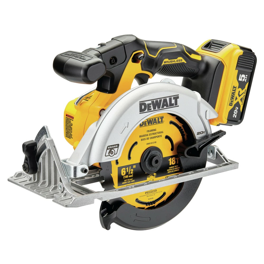 Dewalt DCS565P1 20V MAX Brushless Lithium-Ion 6-1/2 In. Cordless Circular Saw Kit (5 Ah) 4 Dewalt DCS565P1 20V MAX Brushless Lithium-Ion 6-1/2 In. Cordless Circular Saw Kit (5 Ah) - Image 4