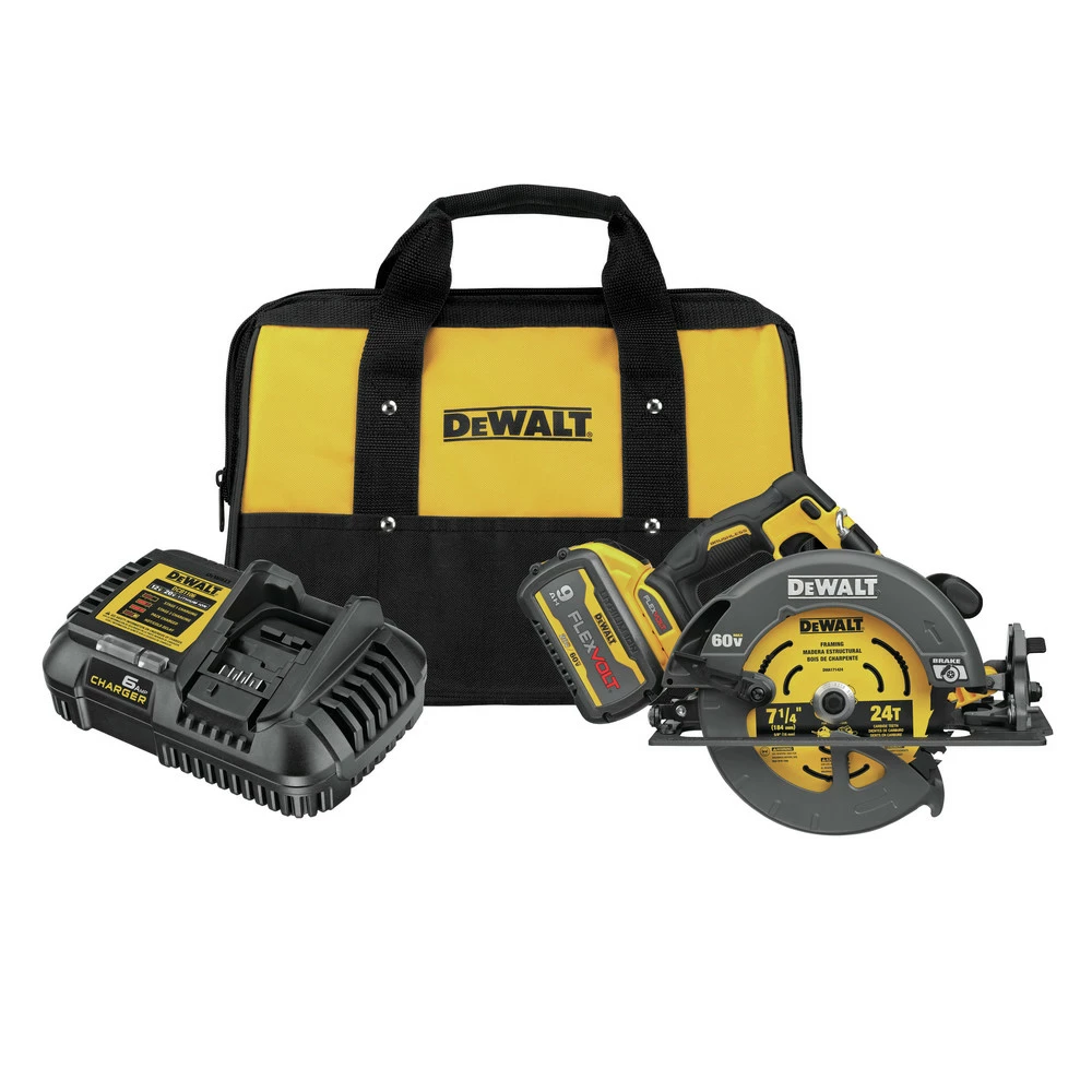 Dewalt DCS578X1 FLEXVOLT 60V MAX Brushless Lithium-Ion 7-1/4 In. Cordless Circular Saw Kit With Brake And (1) 9 Ah Battery 1 Dewalt DCS578X1 FLEXVOLT 60V MAX Brushless Lithium-Ion 7-1/4 In. Cordless Circular Saw Kit With Brake And (1) 9 Ah Battery