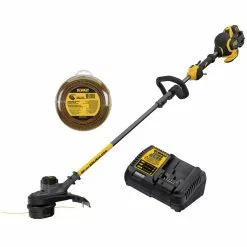 Dewalt DCST970X1S-DWO1DT802 60V MAX FLEXVOLT Brushless Lithium-Ion Cordless String Trimmer And 0.080 In. X 225 Ft. String Trimmer Line Bundle (3 Ah)