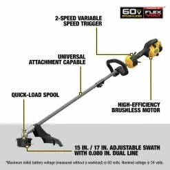Dewalt DCST972B 60V MAX Brushless Lithium-Ion 17 In. Cordless Attachment Capable String Trimmer (Tool Only) -Dewalt Shop dewndcst972b e