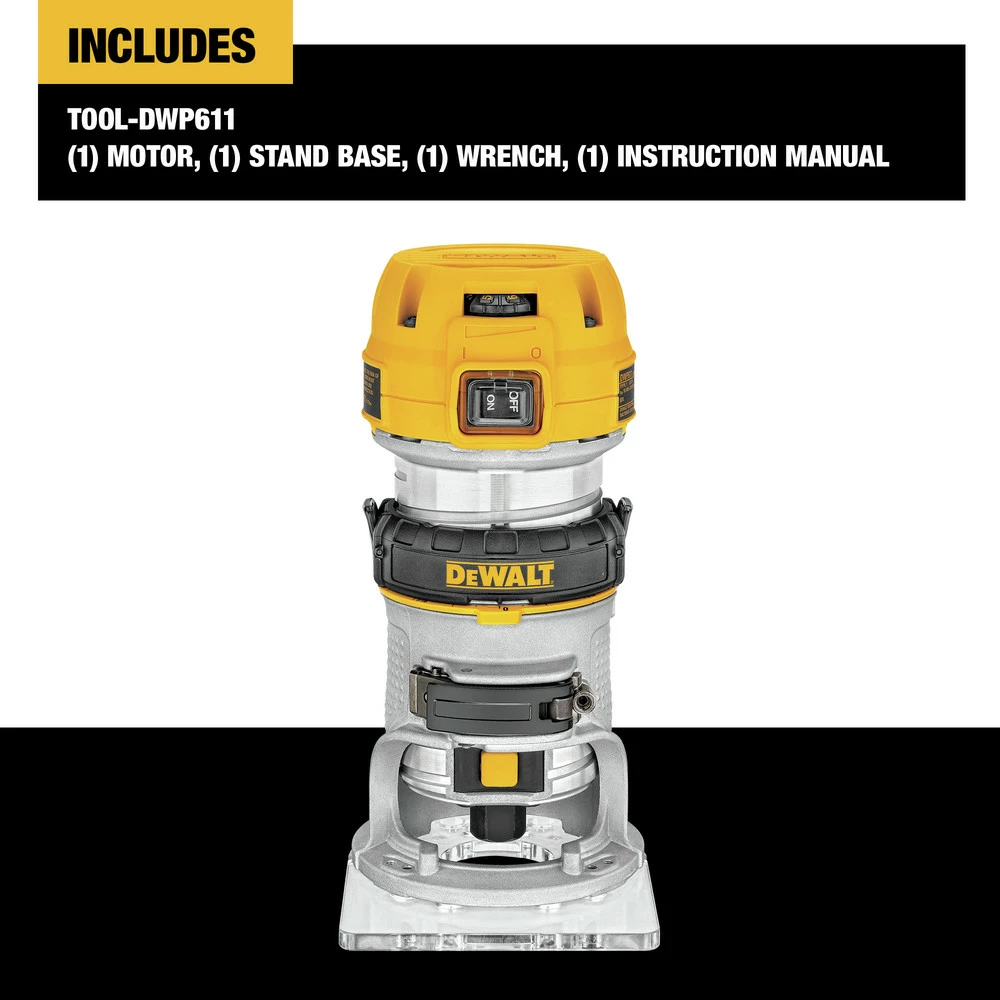 Dewalt DWP611 110V 7 Amp Variable Speed 1-1/4 HP Corded Compact Router With LED 2 Dewalt DWP611 110V 7 Amp Variable Speed 1-1/4 HP Corded Compact Router With LED - Image 2